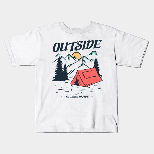 Go Outside To Look Inside Kids T-Shirt by xyz_studio
